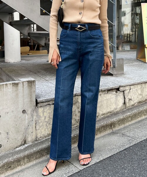 セール】センタープレスハイウエストデニム（デニムパンツ）｜Rie