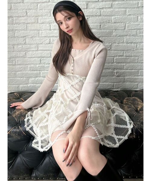 セール】ドッキングフレアミニニットワンピース（ワンピース