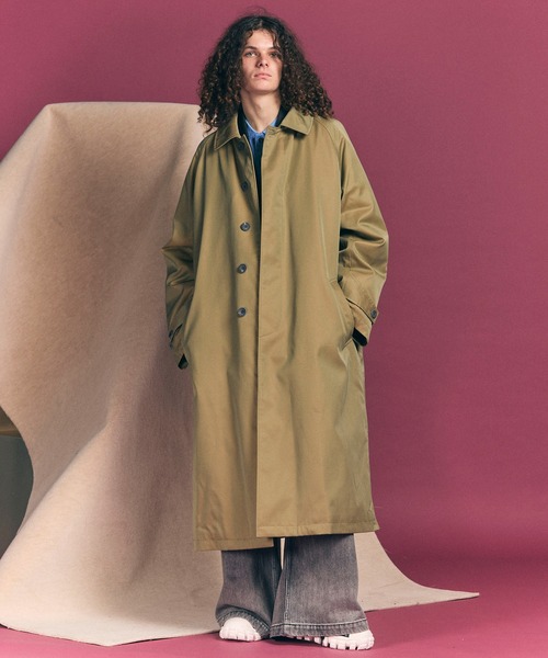 UNISEX》120/2/2 Suvin Cotton Gabardine Prime-Over Balmacaan Coat