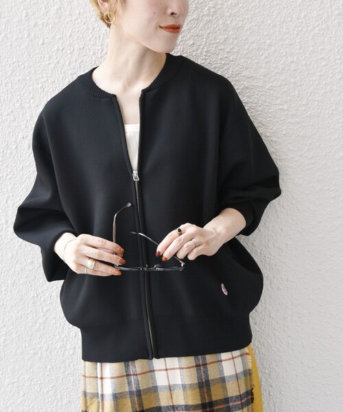 WEB限定】SHIPS any:〈洗濯機可能〉ジップアップ ニット ブルゾン