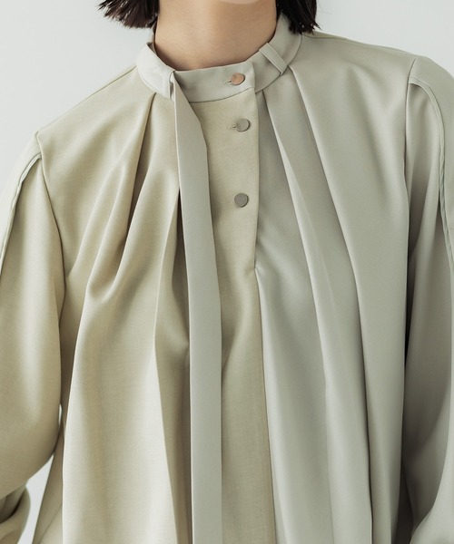 タックボリュームブラウス-ウォッシャブル/UVカット-（シャツ/ブラウス