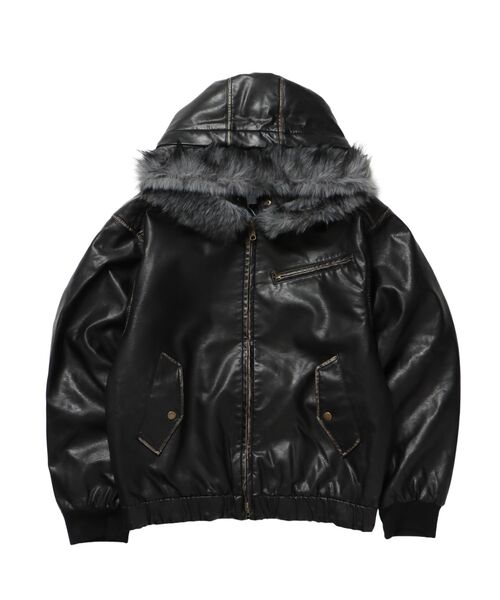 SEQUENZ（シークエンズ）】FUR PU HOODIE JKT / フェイクレザー