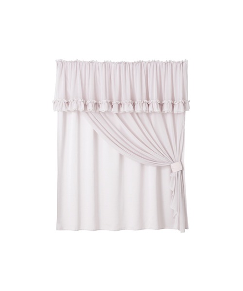 フリルバランス ダブルカーテン H1350×W1000 ライトピンク（インテリア