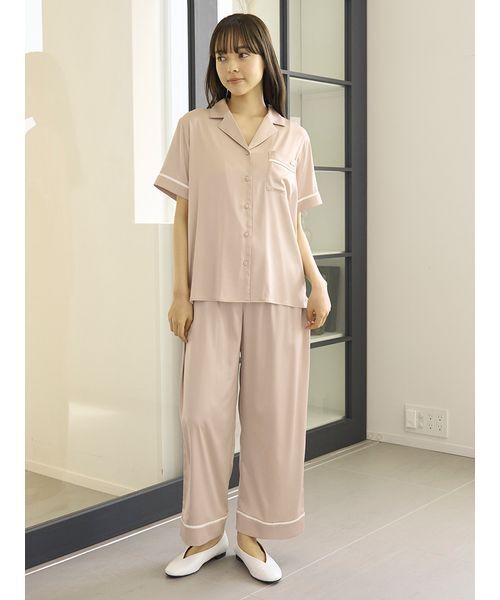 セール】接触冷感サテンラインロングパンツ（ルームウェア/パジャマ