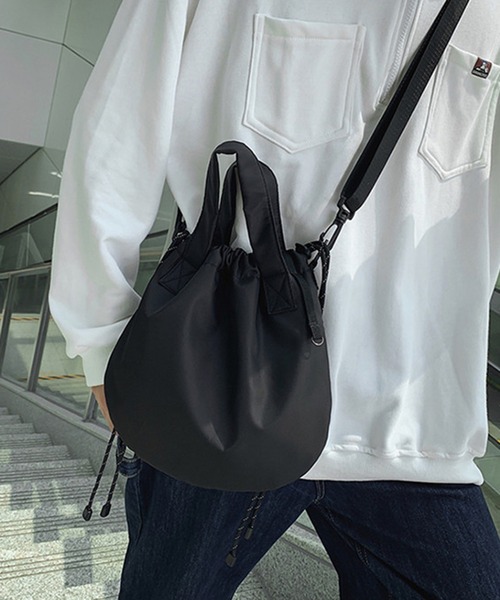 UNISEX】巾着バッグ 2way ショルダーバッグ/ハンドバッグ（ショルダー