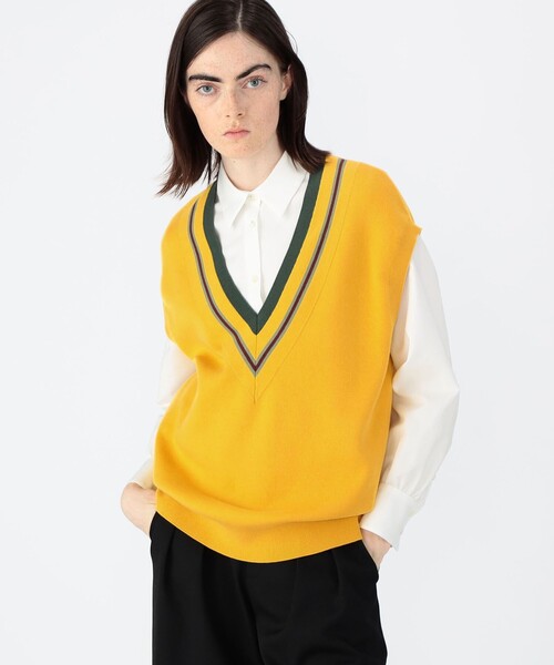 caban（キャバン）の「CABaN コットンカシミヤ ストライプVネック