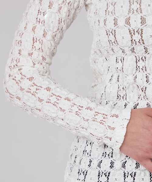 セール】コットンナイロンレース クルーネックプルオーバー（Tシャツ