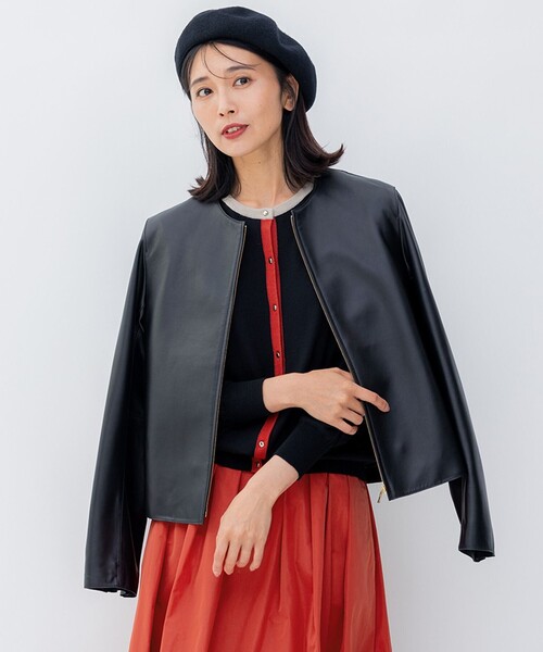 ラムレザー ノーカラー ブルゾン（ブルゾン）｜23区 S（ニジュウサンク