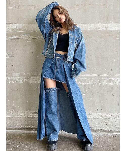 GYDA（ジェイダ）の「【倖田來未コラボ】OVERLAP EMBOSSロングデニム