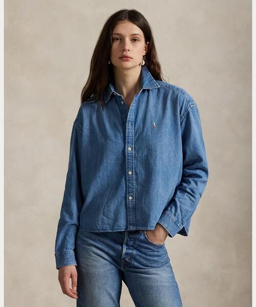 クロップド ボクシー デニム シャツ（シャツ/ブラウス）｜POLO RALPH