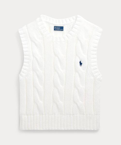 ケーブルニット コットン クロップド ベスト（ベスト）｜POLO RALPH