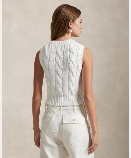ケーブルニット コットン クロップド ベスト（ベスト）｜POLO RALPH