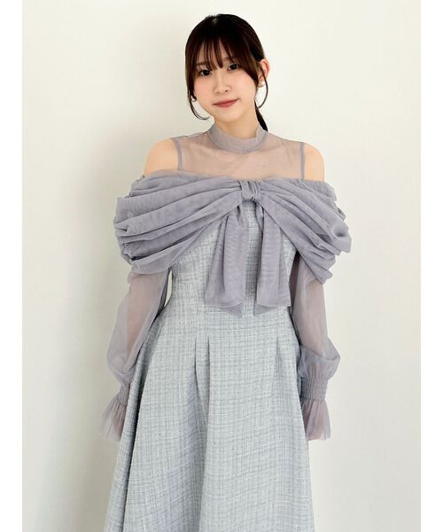 値下げ中】dazzlin ビッグリボンドレス グレー セール】ビッグリボン