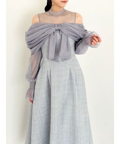 値下げ中】dazzlin ビッグリボンドレス グレー セール】ビッグリボン