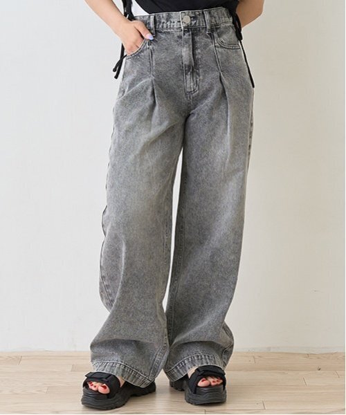 セール】【LTXC】タックワイドデニムパンツ（デニムパンツ