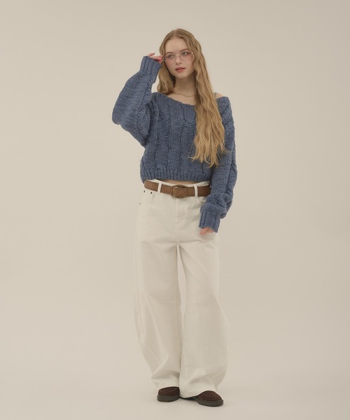 hazyl（ヘイジル）の「cable loose knit / ケーブルルーズニット