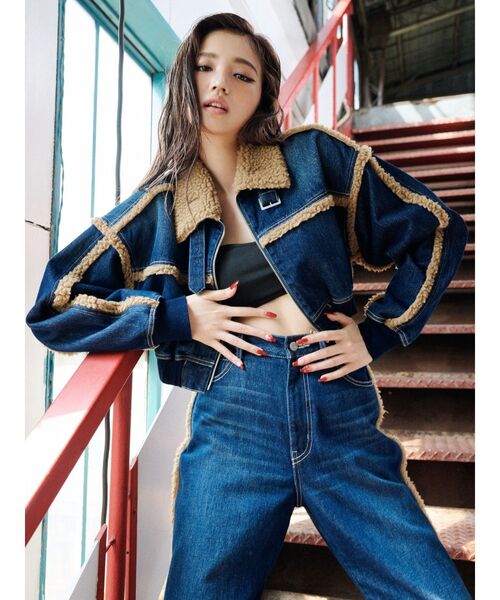 EVRIS（エヴリス）の「デニムボアブルゾン【セットアップ着用可能