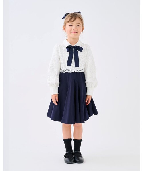 kate spade ネイビー 白襟付き 半袖ワンピース 160 女の子 フォーマル