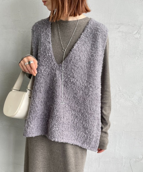 mizuiro ind/ミズイロインド] ヘアリーヤーン ワイドシルエットニット