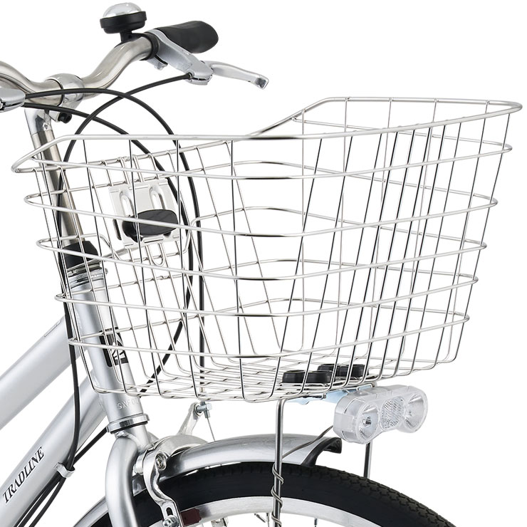 あさひ シティサイクル 前カゴ付／自動点灯ライト・防犯ワイヤー付