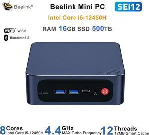 Beelink Mini PC SEi12, Intel 12th Core i5-12450H(up to 4.4GHz