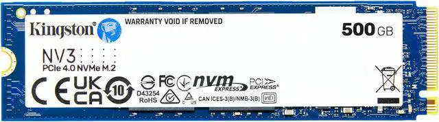 Kingston NV3 M.2 2280 500GB PCIe 4.0 x4 NVMe Internal Solid State