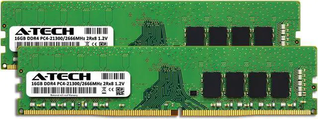 A-Tech 32GB (2x16GB) DDR4 2666MHz DIMM PC4-21300 UDIMM Non-ECC