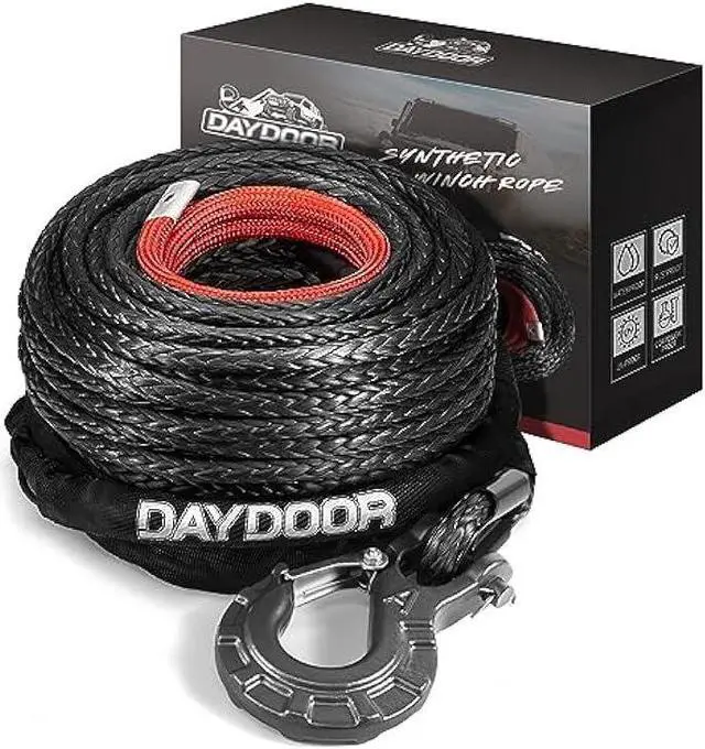 DAYDOOR 3/8'' x 92ft Synthetic Winch Rope, 25,500 Lbs Winch Rope