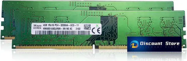 SK Hynix 8GB(2X4GB) DDR4-25600MHz 1RX16 PC4-3200AA UDIMM