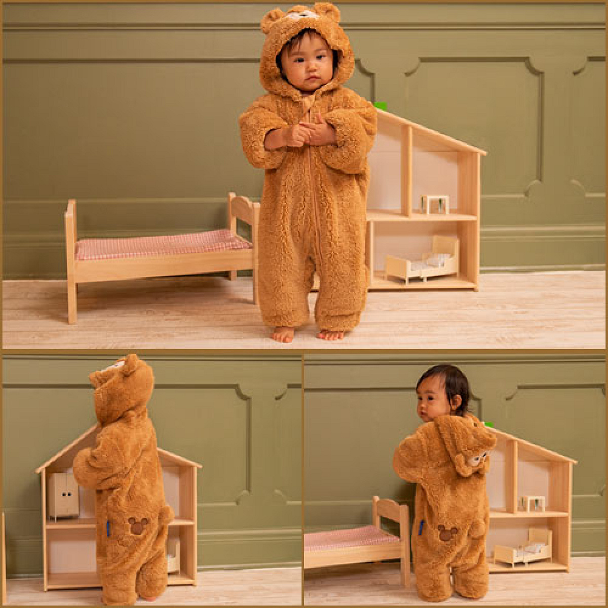 ダッフィーのカバーオール姿の赤ちゃん| キャステル | CASTEL