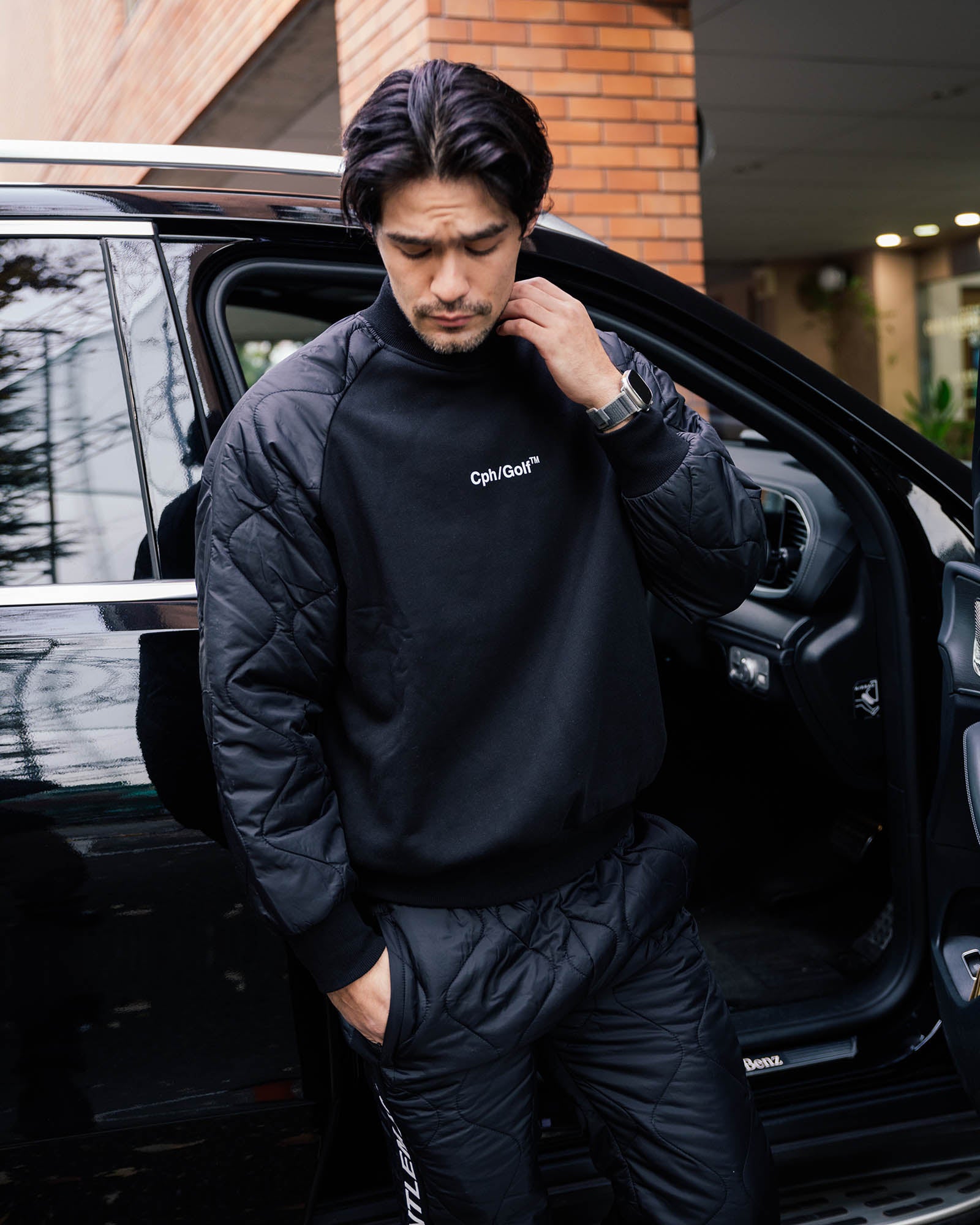 QUILTED ARM PULLOVER - BLACK - – Cph/Golf™︎