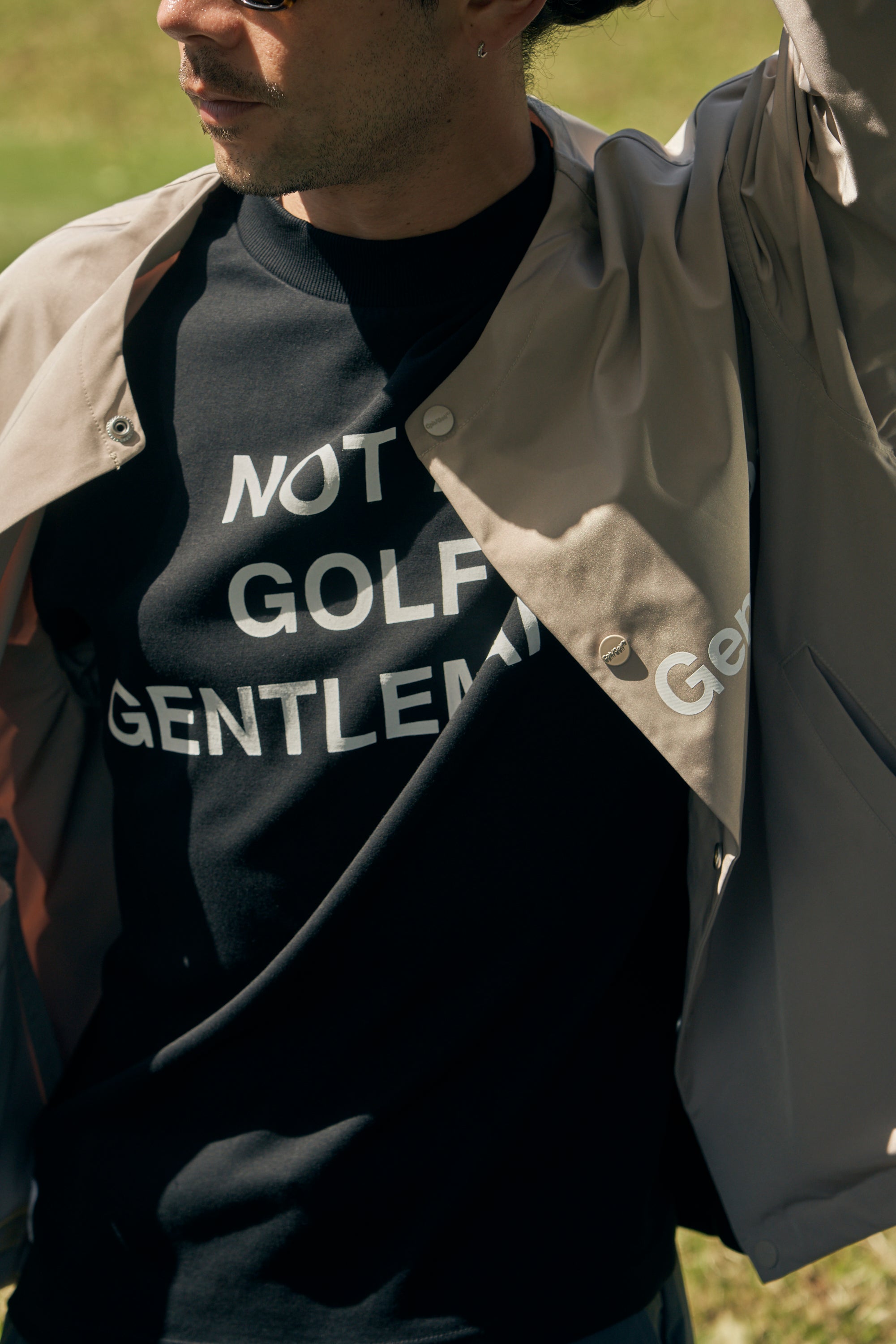 Cph/Golf™ LOGO NO COLLAR JACKET BEIGE – Cph/Golf™︎