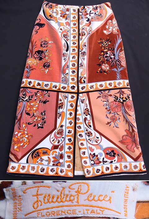 1970's エミリオプッチ（Emilio Pucci） プリントベロア スカート