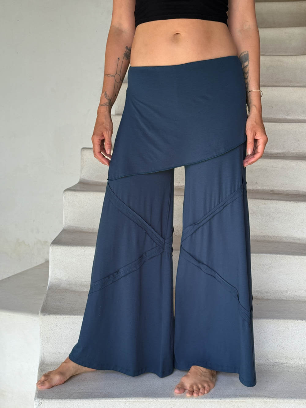 Wide Leg Panel Panels | Women's Skirt-Over Flare Pants – CARAUCCI