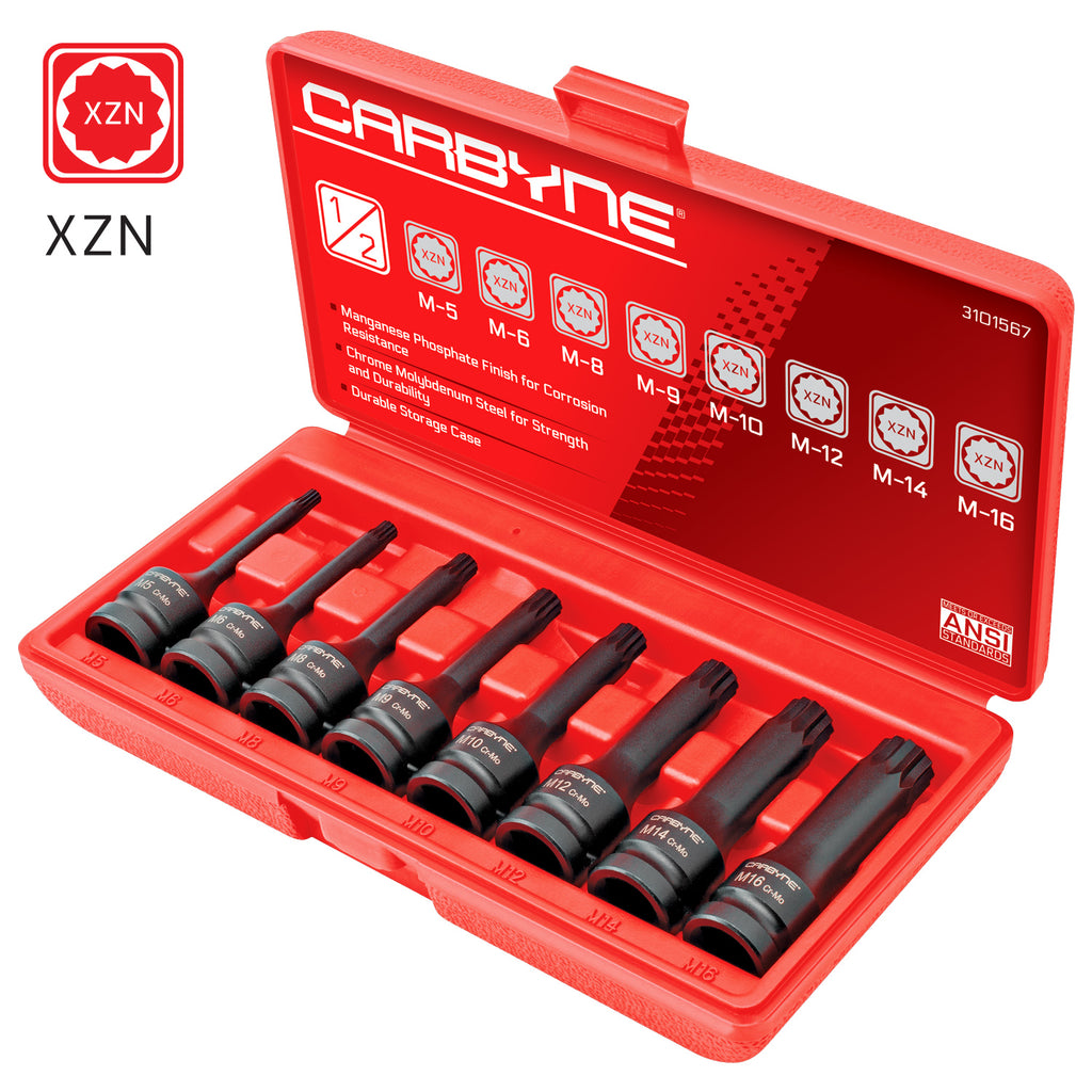 CARBYNE XZN Triple Square Spline Drive Impact Socket Set - 8 Piece