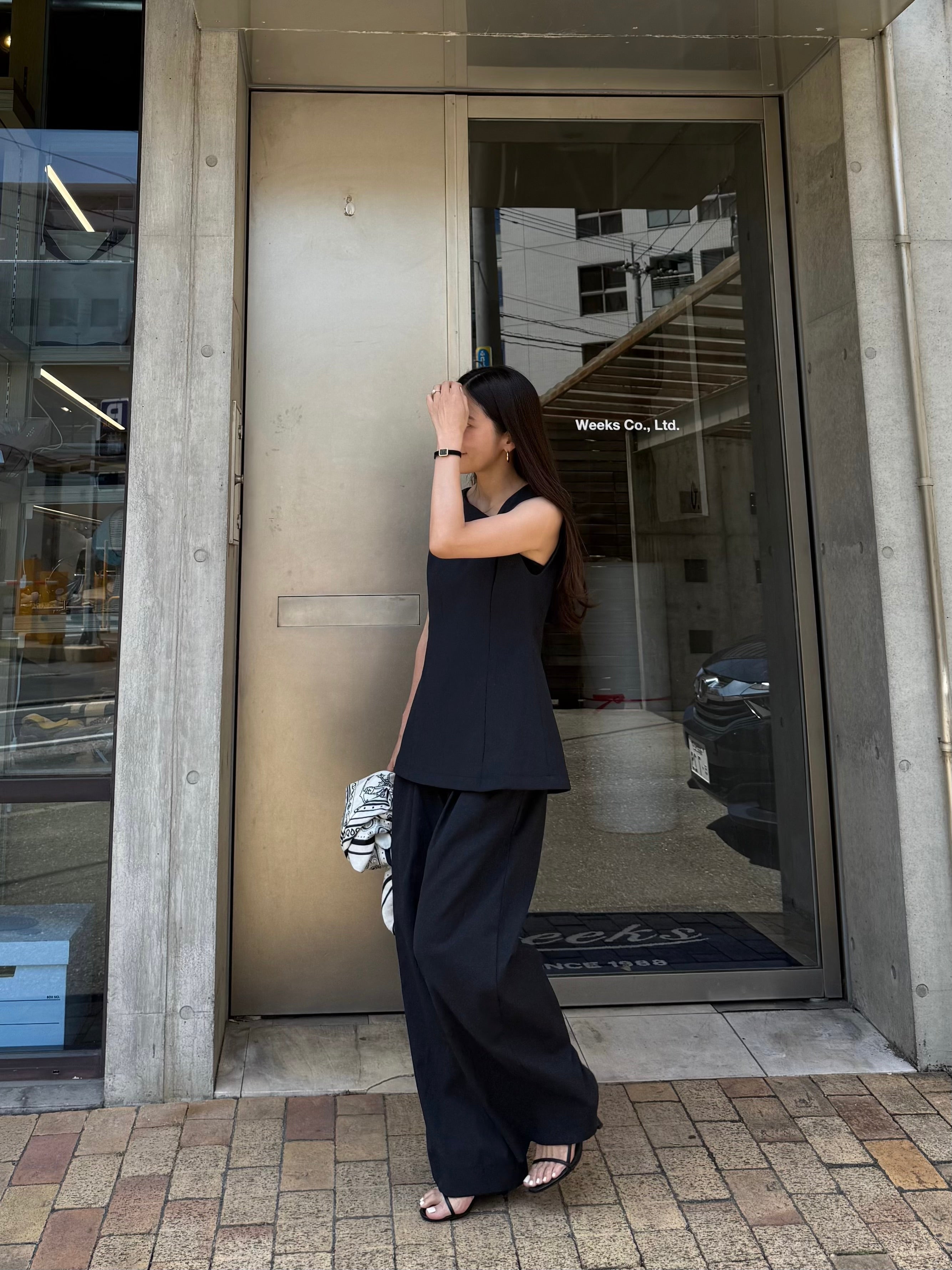 Lady linen like tops（Black） – CARLA