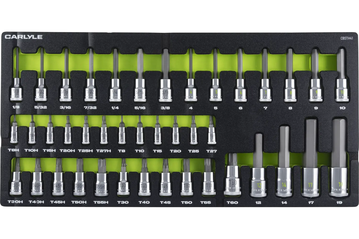 Multi-Drive Standard Depth Torx/Star & Hex Bit Chrome Socket Sets