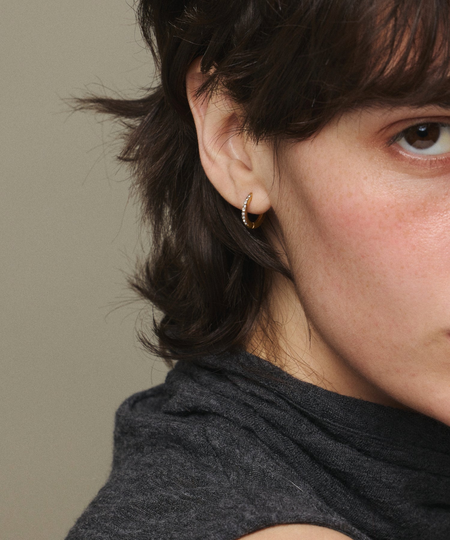 ゴールド]ジルコニアフープピアス