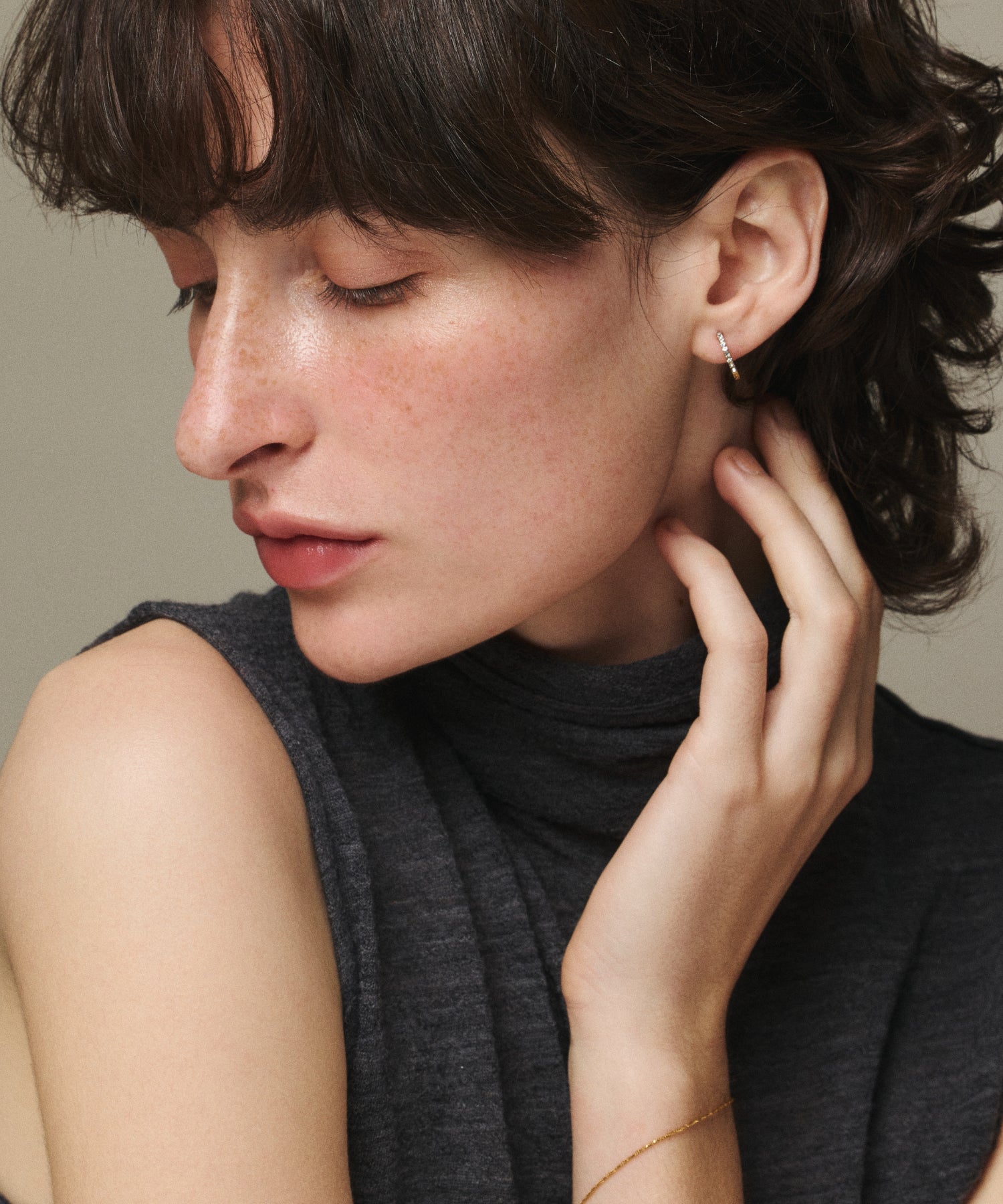 ゴールド]ジルコニアフープピアス