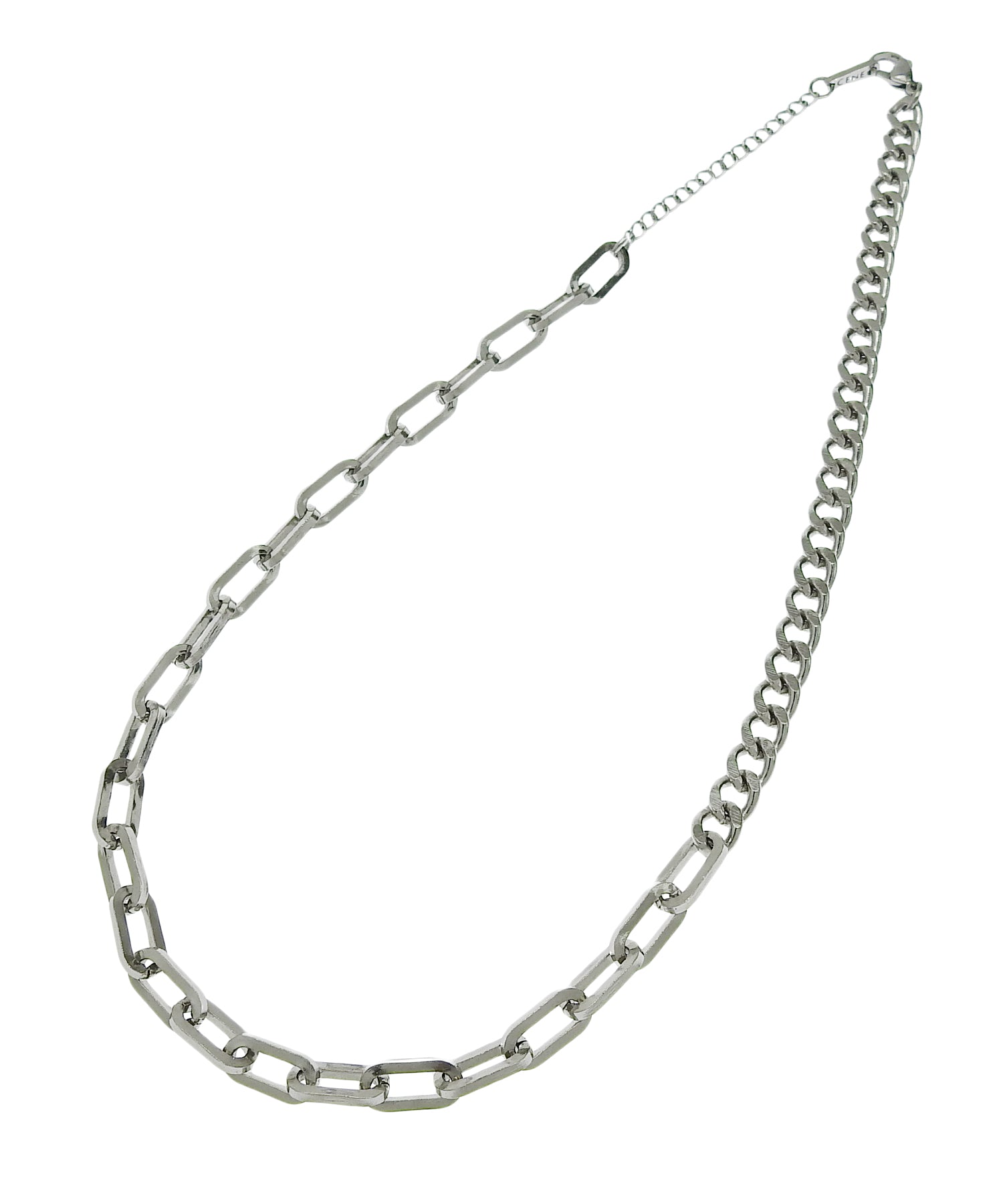 シルバー]アシンメトリーチェーンネックレス