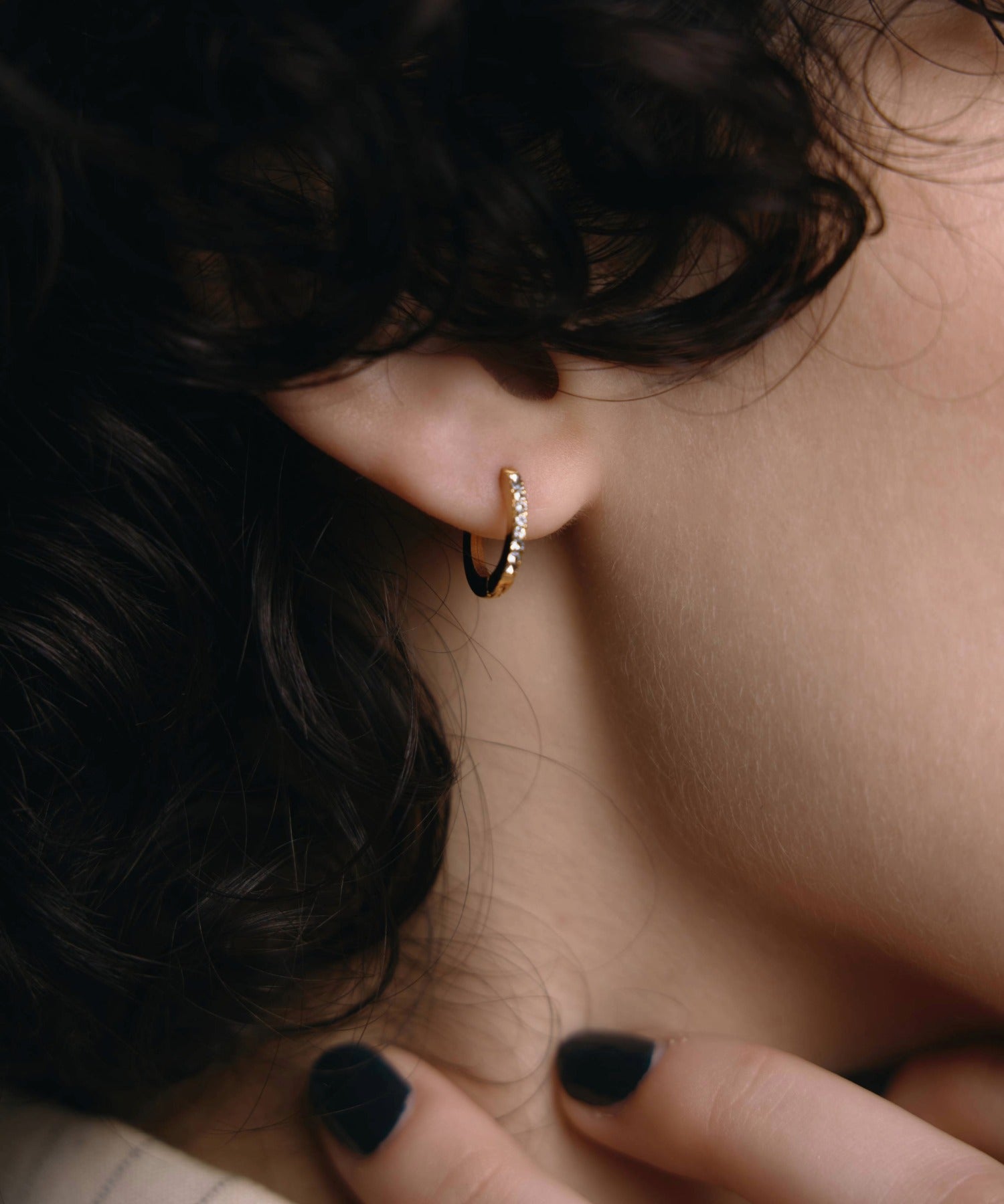 ゴールド]ジルコニアフープピアス