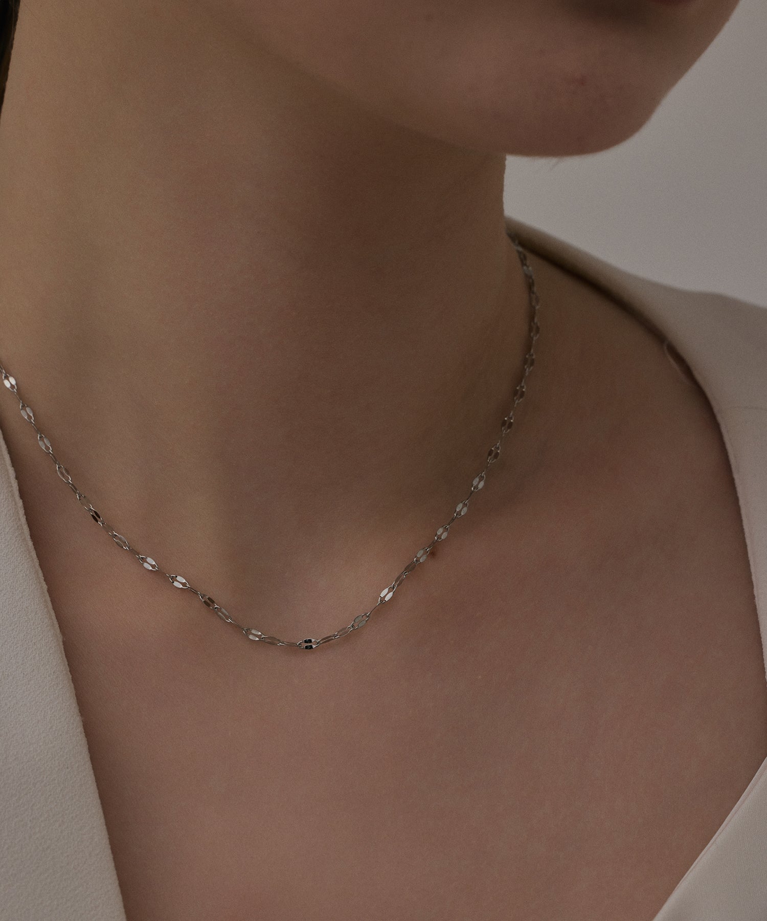シルバー]ペタルチェーンネックレス