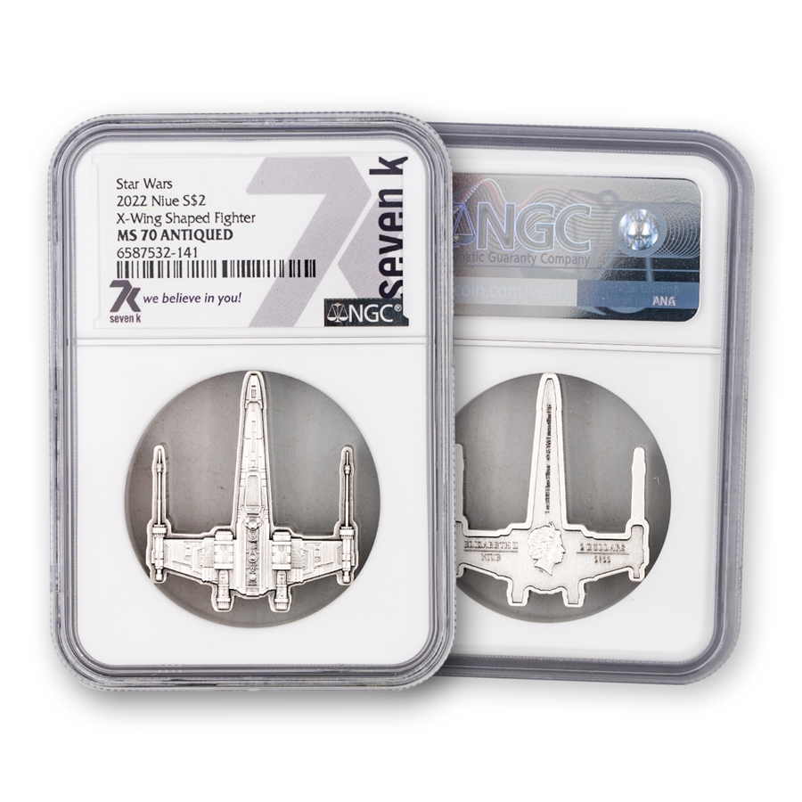 2022 Niue 1 oz Silver - Star Wars - X WING Shaped - NGC 70