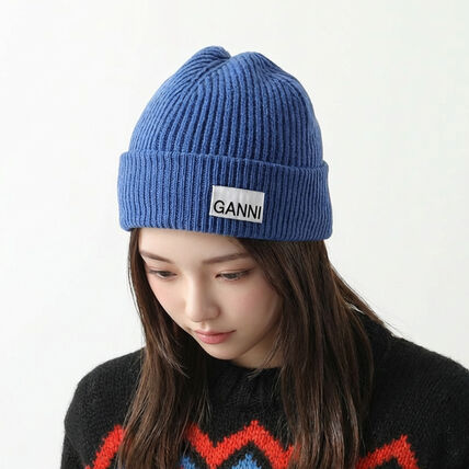 GANNI ニット帽 Light Structured Rib Knit Beanie ビーニー (Ganni