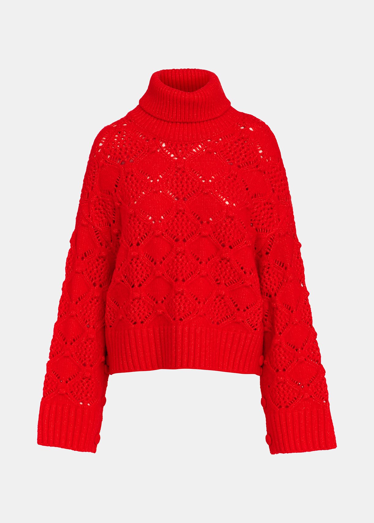 Red cable-knit turtleneck sweater | Essentiel Antwerp United States