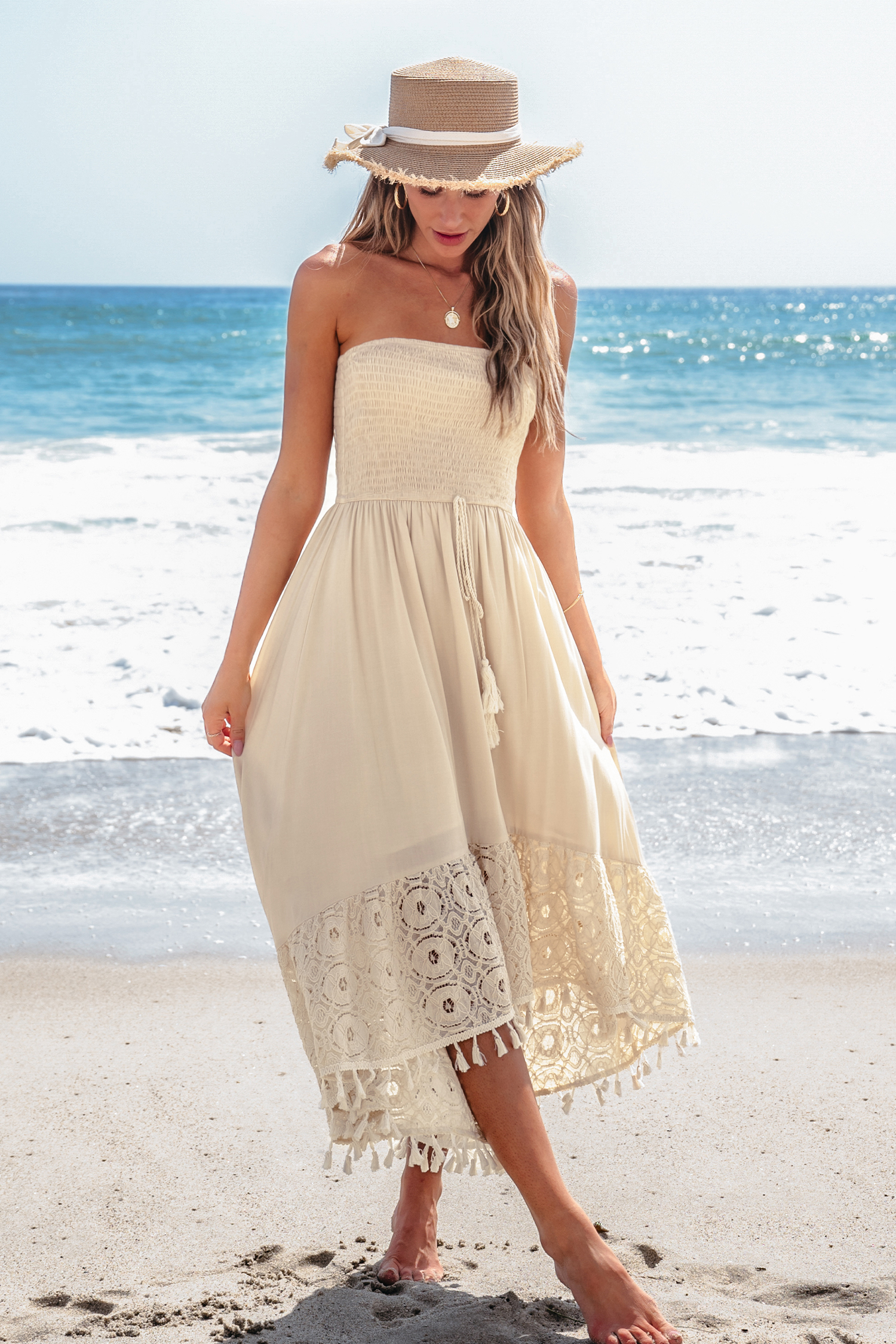 Sand Smocked Tassel Tie Tube Dress | Beach Chic | Cupshe