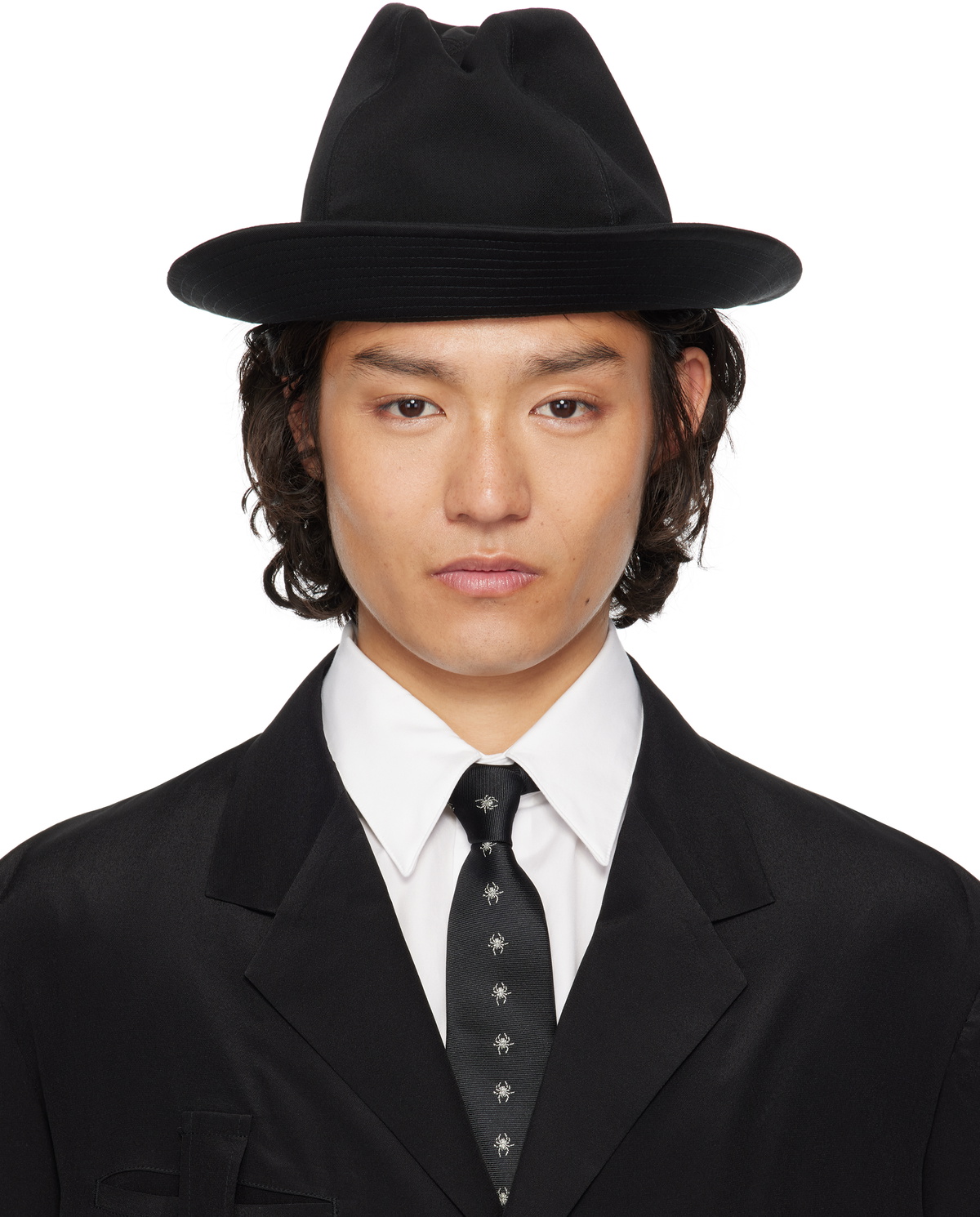 YOHJI YAMAMOTO Black Wool Gabardine Fedora Yohji Yamamoto