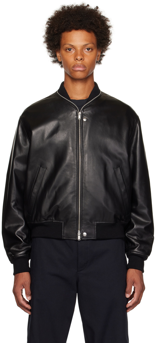 Jil Sander Black Two-Way Leather Jacket Jil Sander