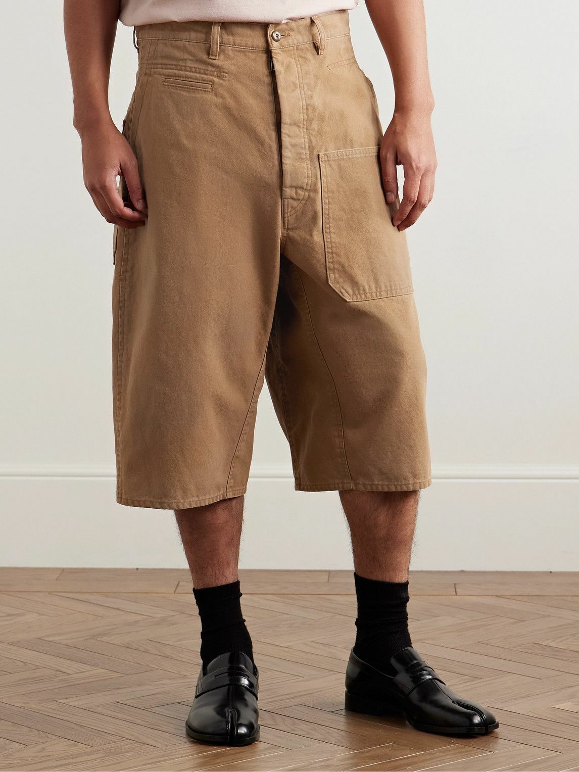 Maison Margiela - Wide-Leg Cotton-Canvas Shorts - Brown Maison