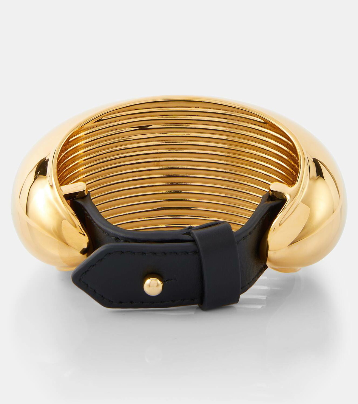 Alaïa Bumper leather-trimmed cuff bracelet ALAÏA